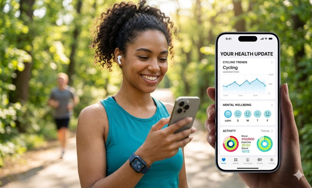 Apple iOS health update 2026 featuring new sleep and metabolic tracking features.