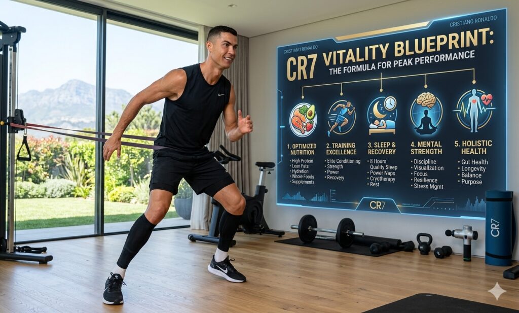 Cristiano Ronaldo vitality blueprint showing athletic performance and recovery at 41.