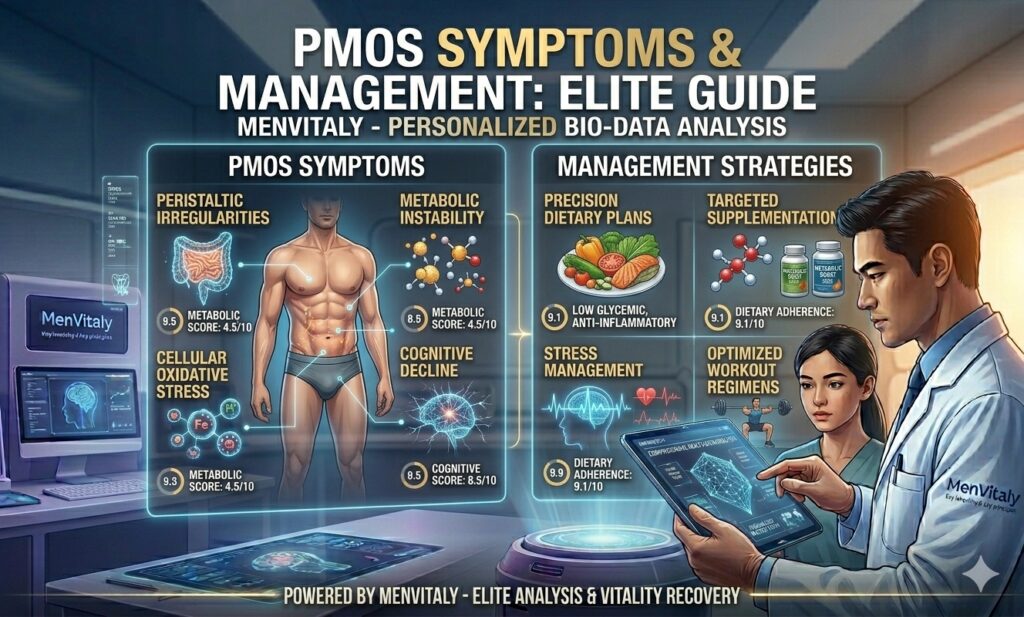 Infographic displaying PMOS symptoms and management strategies
