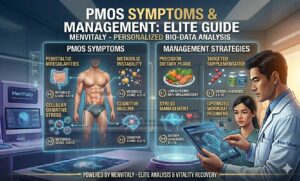 Infographic displaying PMOS symptoms and management strategies
