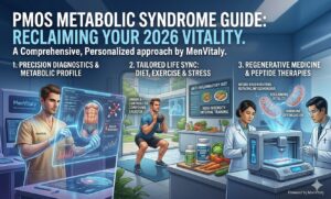PMOS metabolic syndrome guide showing insulin resistance and hormonal overlap in men.
