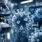A 3D microscopic visualization of the Ebola virus in a clinical lab environment for the 2026 Ebola Virus Disease (EVD) health guide.