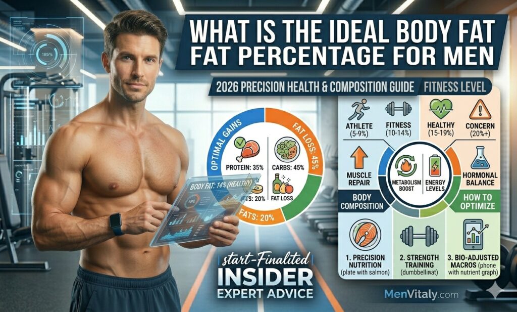 Professional guide on what is the ideal body fat percentage for men using the Navy tape test method.