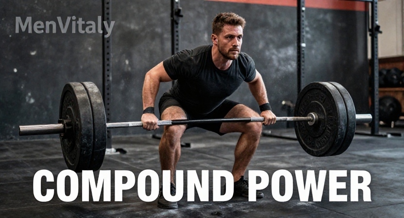 An athlete performing a heavy conventional deadlift, showcasing compound movements for the best strength training program for fat loss.