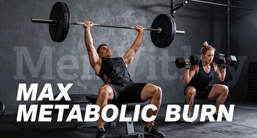 An intense metabolic training session demonstrating an advanced gym workout routine for weight loss with high-intensity supersets.