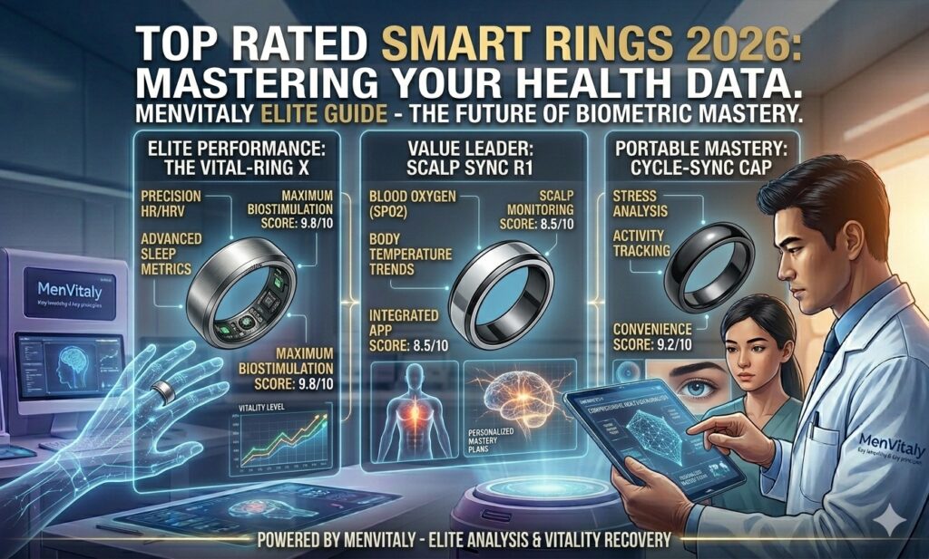 top rated smart rings for men featuring Oura Ring 4 and RingConn Gen 2.