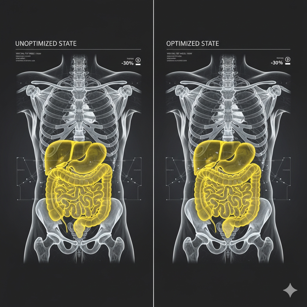 MenVitaly physiological guide showing Visceral Fat Reduction and health optimization markers for men.