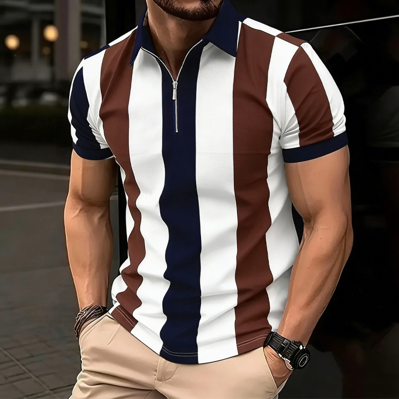 Mens Versatile Lapel-zipper Casual Top - Image 2