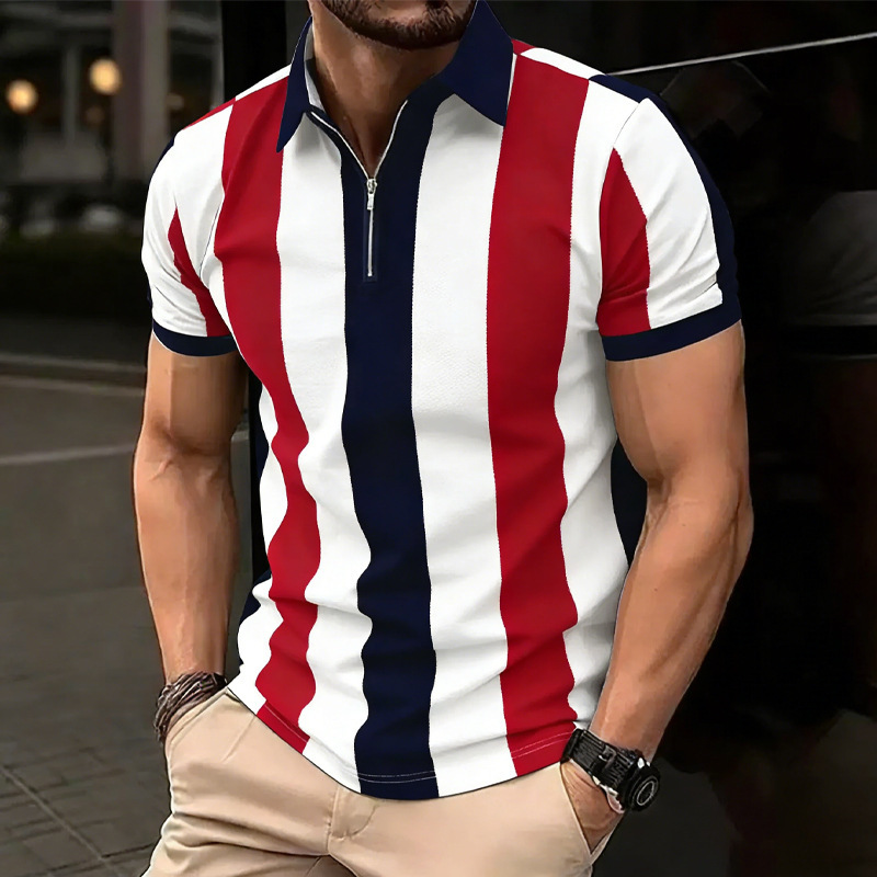 Mens Versatile Lapel-zipper Casual Top - Image 3
