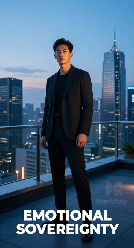 A confident man standing on a rooftop representing emotional sovereignty and strong relationship psychology boundaries.