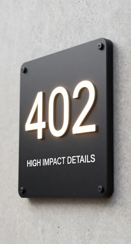 Sleek backlit modern house numbers on a concrete wall showing clean address plate design.