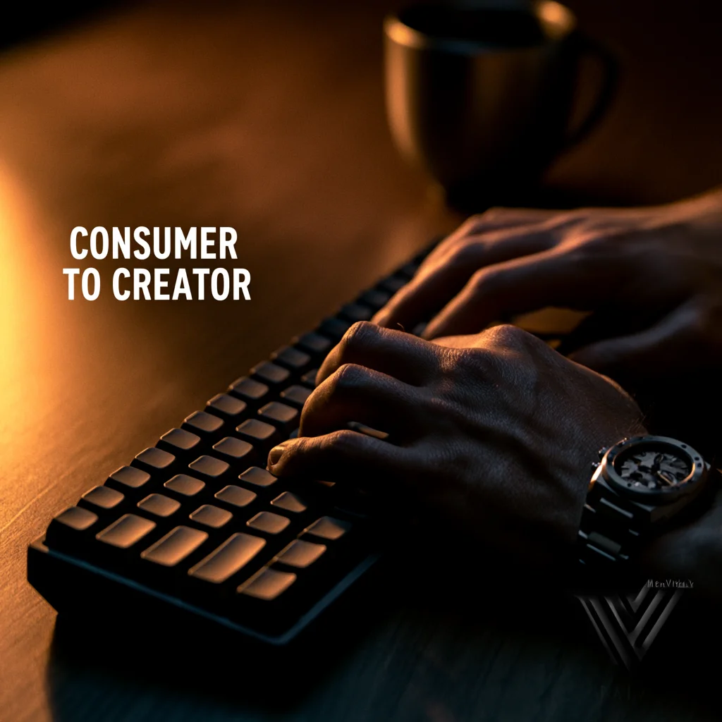 Close-up of a modern creator working on a sleek mechanical keyboard to generate cash flow from virtual properties.